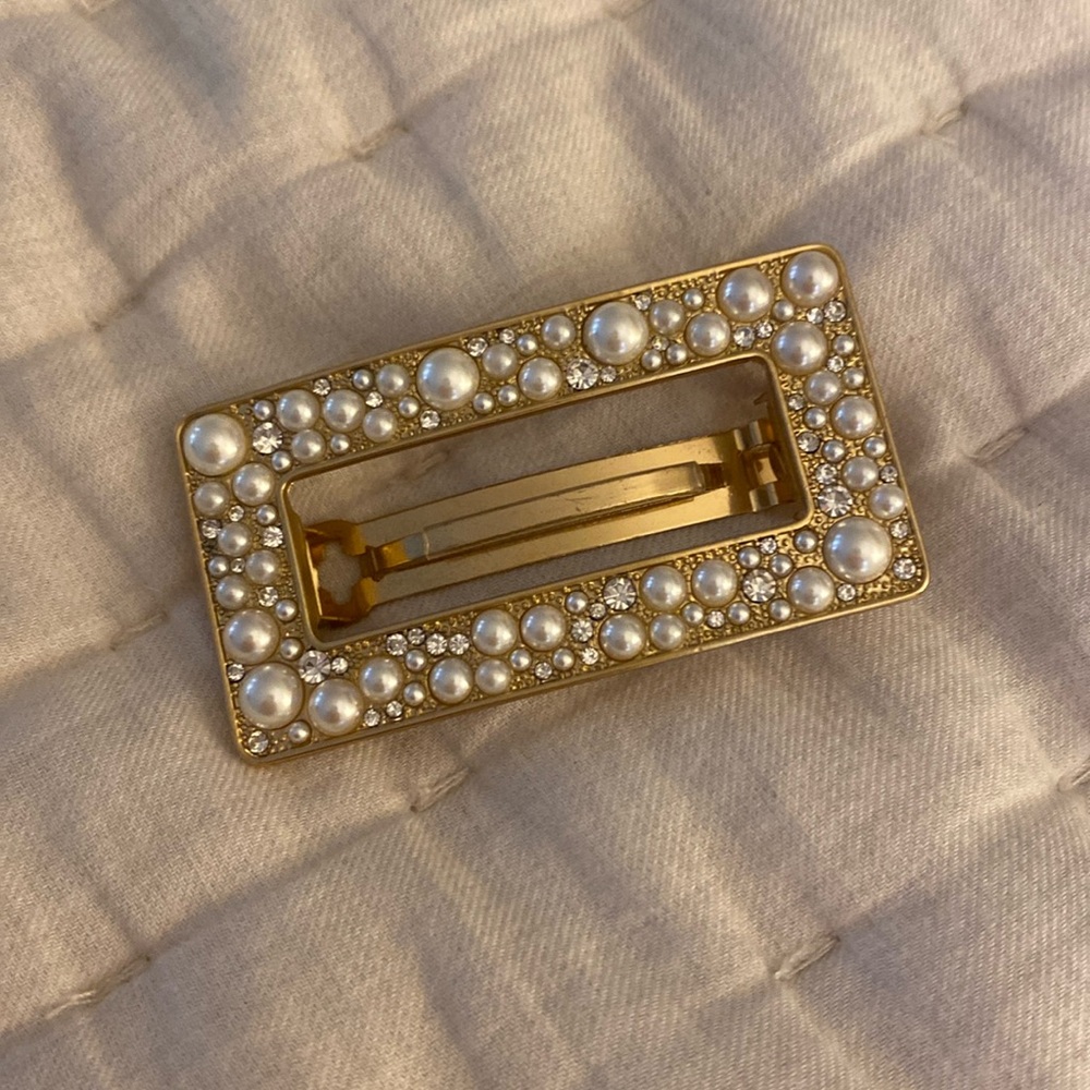 - J. Crew pearl embellished barrette